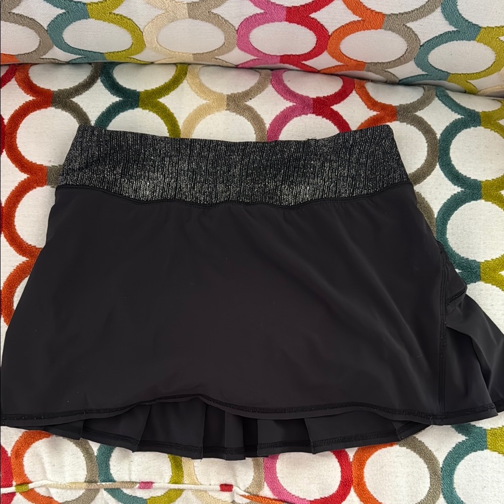 Black Athletic Skort with Gray Waistband